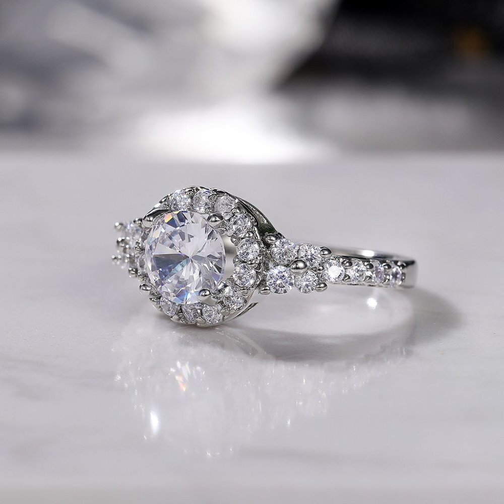 😍Classic Engagement Anillos Pure CZ Wedding Beautiful Ring for Women, L101 - Picture 6 of 8